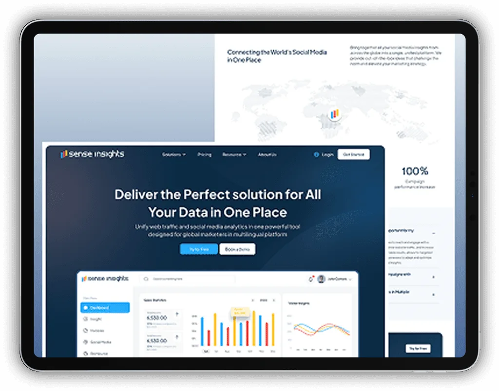Sense Insights · data platform (Landing page)