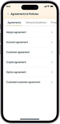 Account: all six agreements in one place